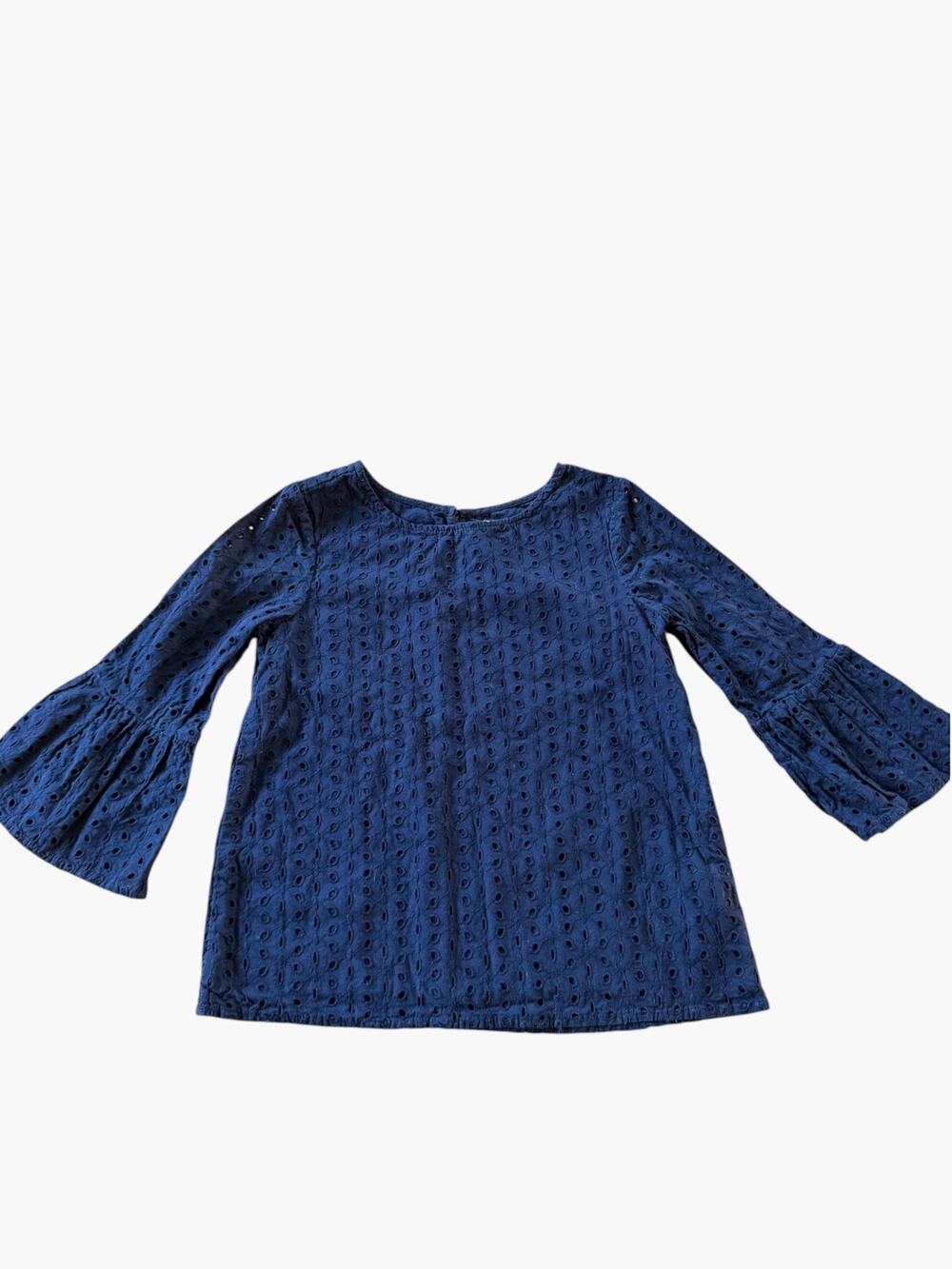 GAP Kids Girls Navy Eyelet Bell Sleeve Top Size 8 (M)